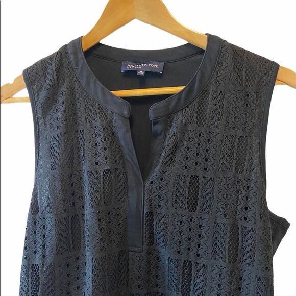 JONES NEW YORK Black Eyelet Lace Sleeveless Tank M - Picture 3 of 6